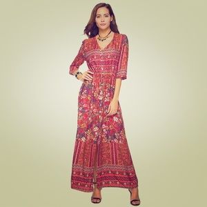Women's Floral Print Flowy Party Maxi Dress
